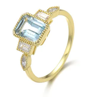 Octagon Sky Blue Topaz Ring