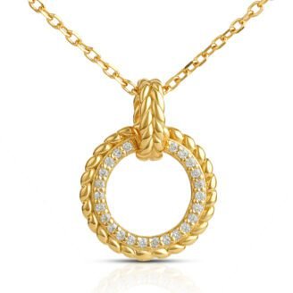 Retro Geometrical Lucky Hollow Circle Necklace – 925 Sterling Silver, 18K Gold-Plated