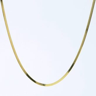2.5mm Herringbone Chain Necklace – 925 Sterling Silver, 14K Gold-Plated