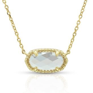Rock Crystal Oval Pendant Necklace – 925 Sterling Silver, 14K Gold-Plated