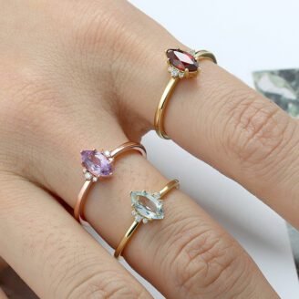 Garnet Marquise Ring – 925 Sterling Silver, 18K Gold-Plated