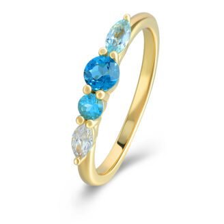 Colorful Topaz Marquise Ring – 925 Sterling Silver, 14K Gold-Plated