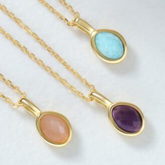 Orange Moonstone Necklace – Sterling Silver