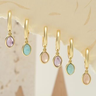 Orange Moonstone Earrings – 925 Sterling Silver