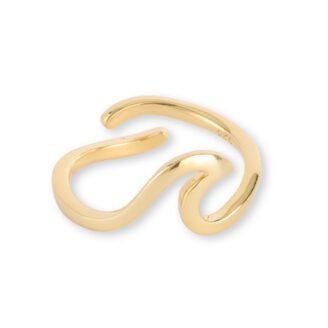Open Ocean Wave Ring – 925 Sterling Silver, 18K Gold-Plated