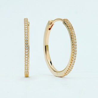 Medium Pavé Huggie Hoop – 14K Gold-Plated Sterling Silver