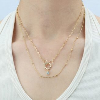 Paperclip Chain Charm Necklace – 925 Sterling Silver (Gold-Plated)