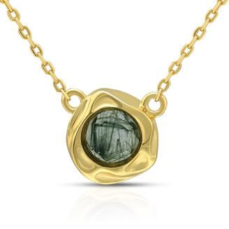 Round Green Rutilated Quartz Necklace