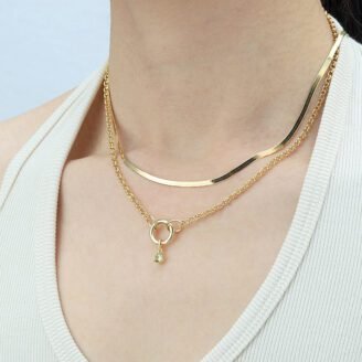 Rolo Chain Charm Necklace – 925 Sterling Silver (Gold-Plated)