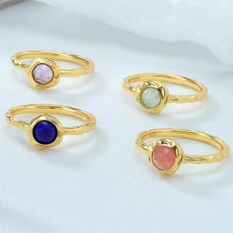 Faceted Aquamarine Ring – 925 Sterling Silver, 14K Gold-Plated