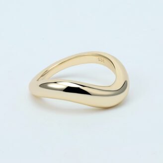 Bold Wave Ring – 925 Sterling Silver, 14K Gold-Plated