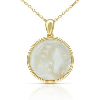 Moon White Shell Pendant Necklace – 925 Sterling Silver, 18K Gold-Plated