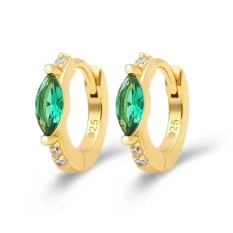 Marquise Green CZ Hoop Earrings