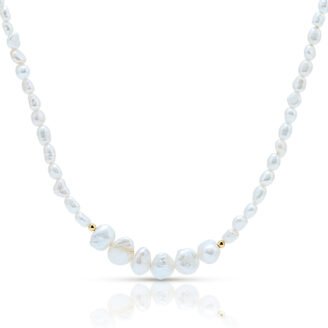 18K Gold Plated Keshi Baroque Pearl Necklace
