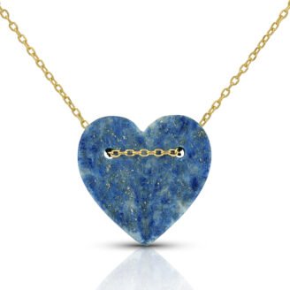 Lapis Lazuli Folded Heart Necklace