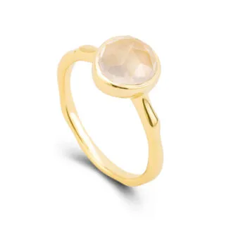 Rose Quartz Bezel Stone Ring