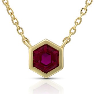 Garnet Hexagon Pendant Necklace