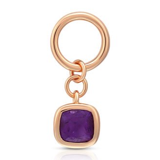 Cushion Amethyst Bezel Charm Necklace | 925 Sterling Silver | 18K Gold Plated
