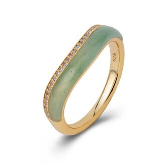 Dainty Green Aventurine Slim Wave Ring