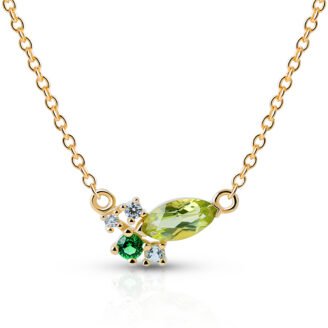Marquise Peridot Multi-Gem Pendant Necklace – 14K Gold Plated Sterling Silver