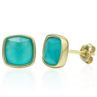 Cushion Cut Gemstone Stud Earrings