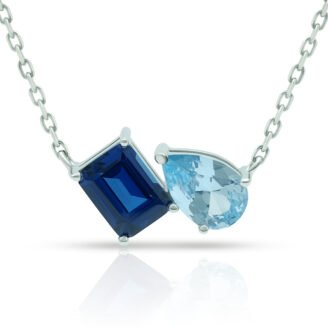 Sapphire & Aquamarine “You and Me” Necklace