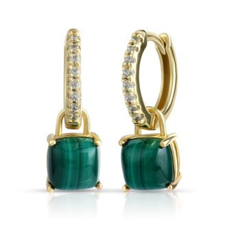 Cushion Cut Stone Hoop Earrings