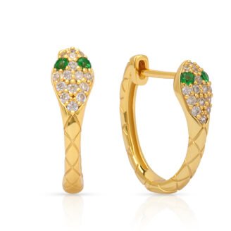 Green Eyes Snake Hoop Earrings