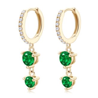 Round Emerald Drop Earrings