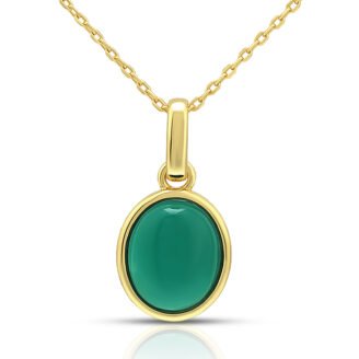 Oval Green Agate Pendant Necklace