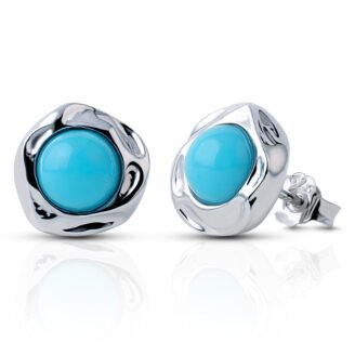 Irregular Texture Created Turquoise Stud Earrings