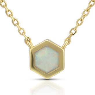 Hexagon Opal Pendant Necklace