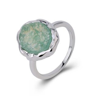 Textured Irregular Stone Silver Ring