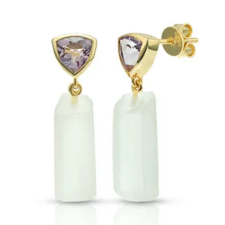Irregular Crystal Drop Earrings – Amethyst Bezel Set