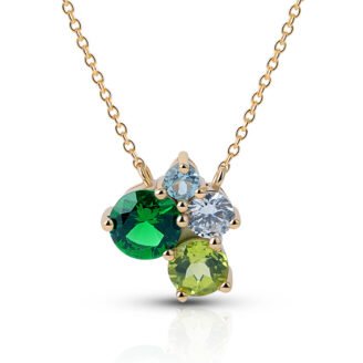 Butterfly Green Multi-Gem Pendant Necklace – 14K Gold Plated Sterling Silver