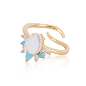 Crown Moonstone Wedding Ring