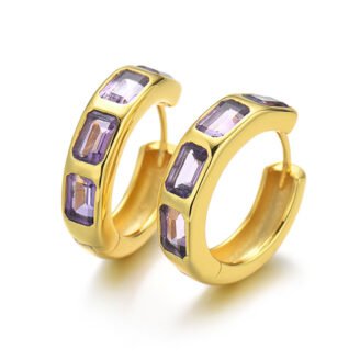 Octagon Amethyst Hoop Earrings