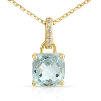 Cushion Cut Stone Pendant Necklace