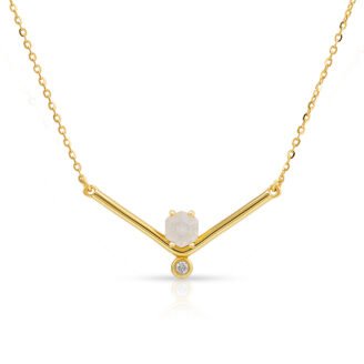 Hexagon Shape Moonstone Necklace
