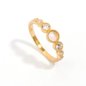 Moonstone Birthstone Ring with Zircon