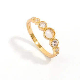 Moonstone Birthstone Ring with Zircon