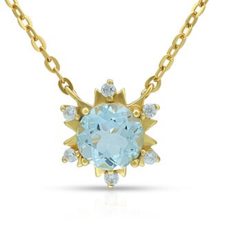 Sky Blue Sapphire Sun Pendant Necklace