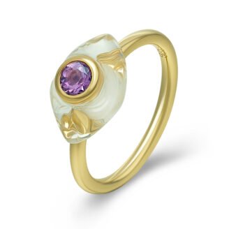 Irregular Crystal Healing Ring – Amethyst Bezel Set