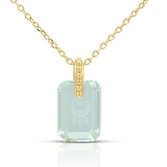 Octagon Green Amethyst Pendant Necklace
