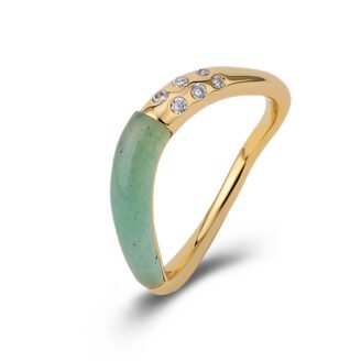 Green Aventurine Slim Wave Ring