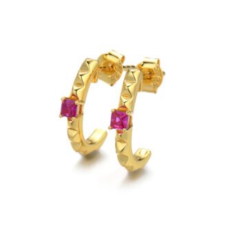 Ruby Square Earrings