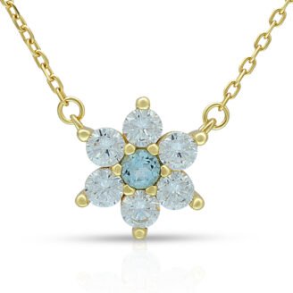 Sky Blue Sapphire Flower Pendant Necklace